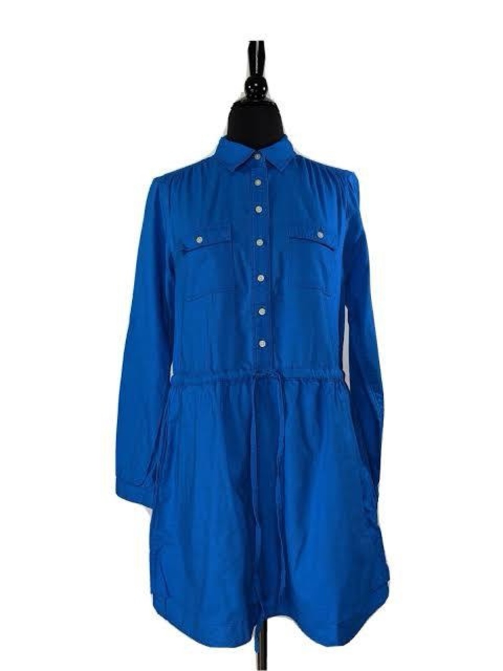 GAP Royal Blue Long-Sleeve Mini Shirt Dress medium